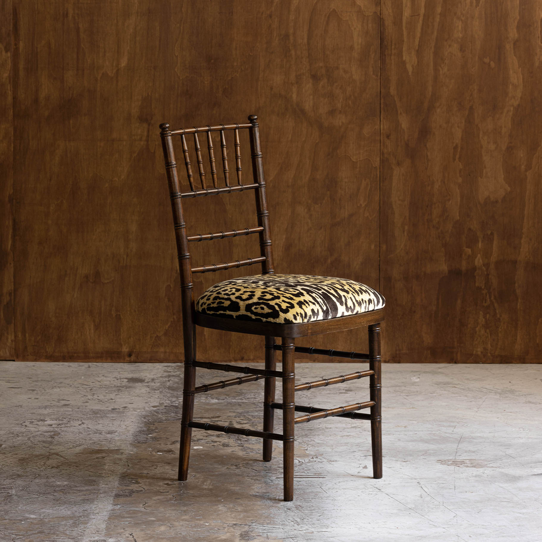Vintage Tiffany-Style Chair with Leopard Upholstery