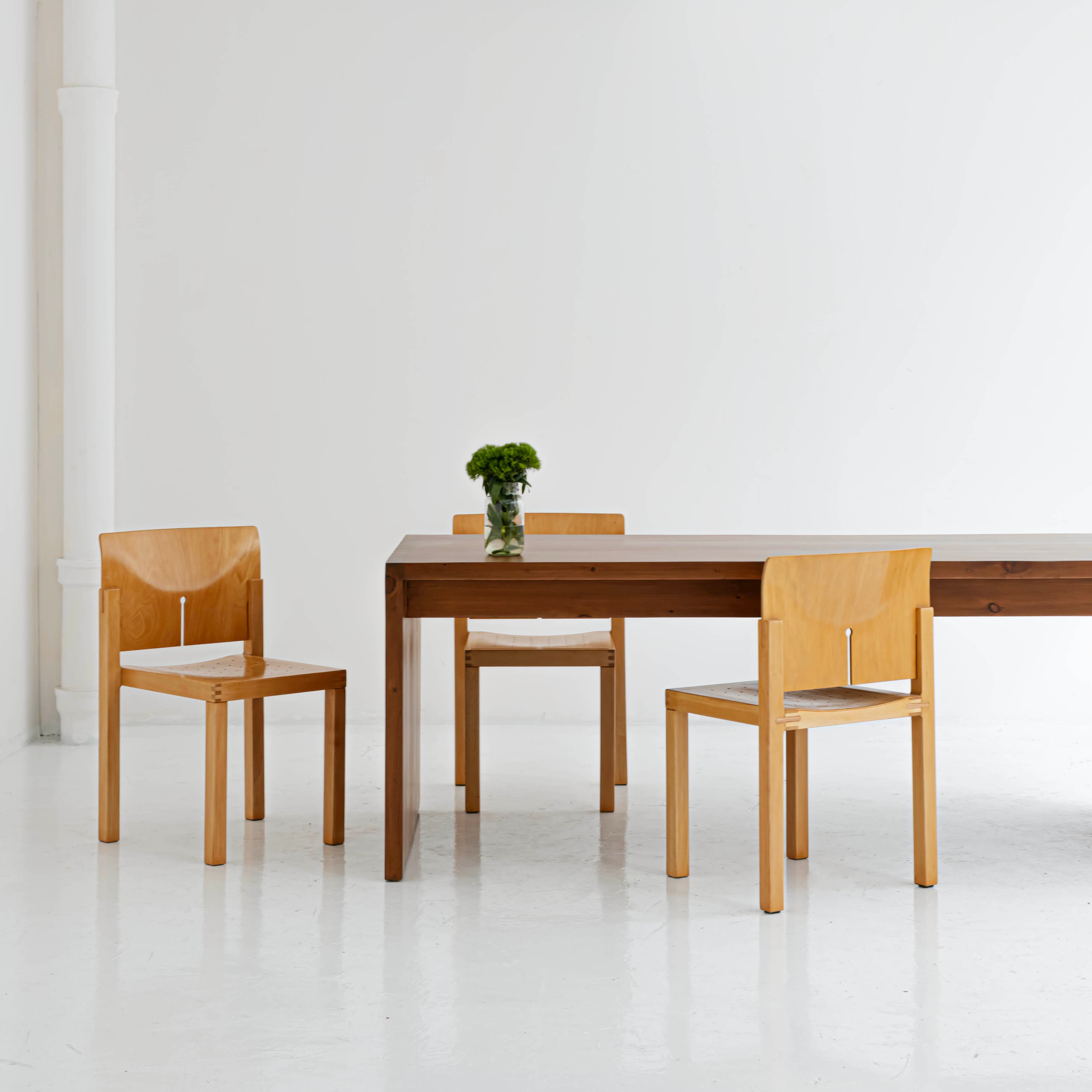 Wooden chairs designed by Arno Votteler for Bidderfeld and Weiss, Germany, 1980s.