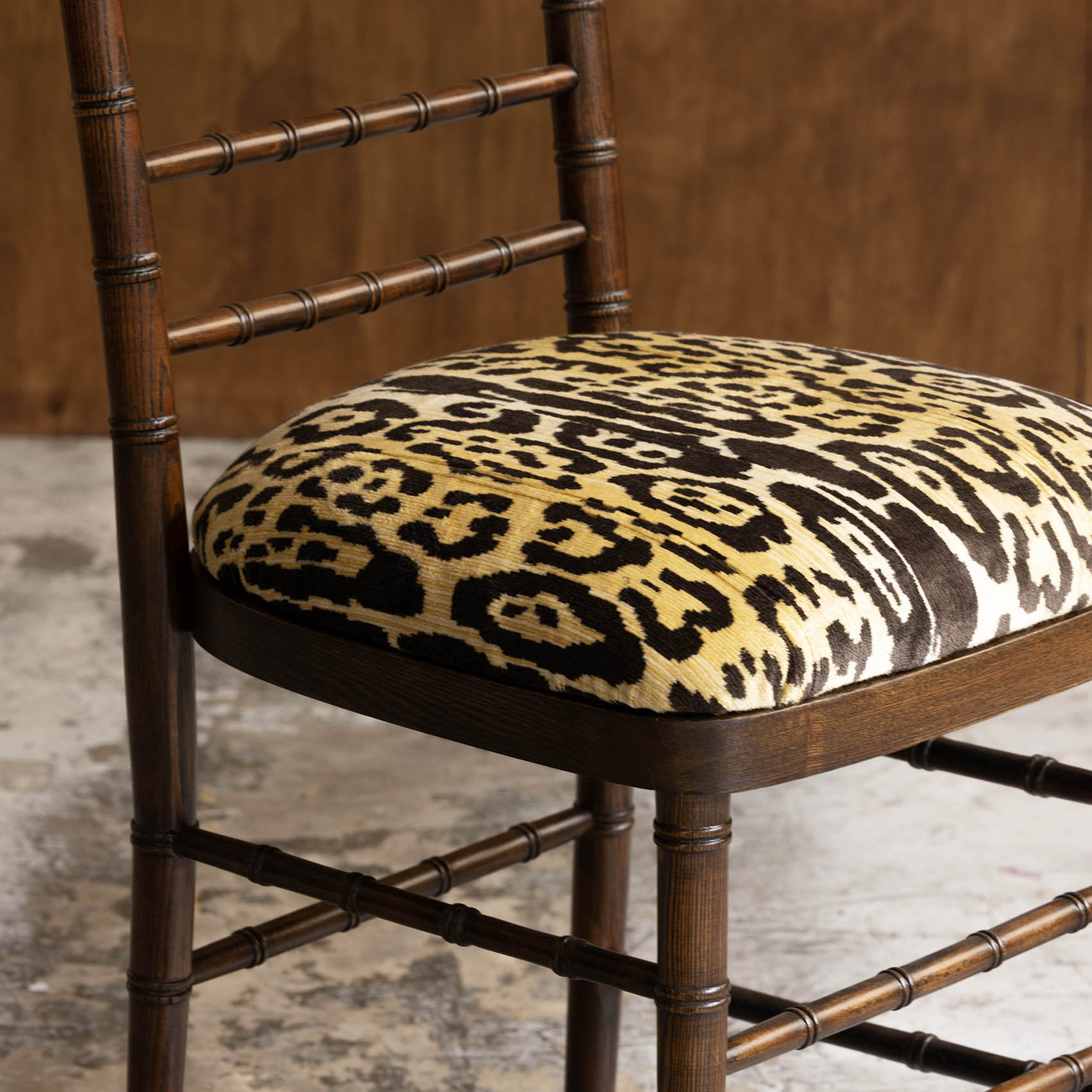 Vintage Tiffany-Style Chair with Leopard Upholstery