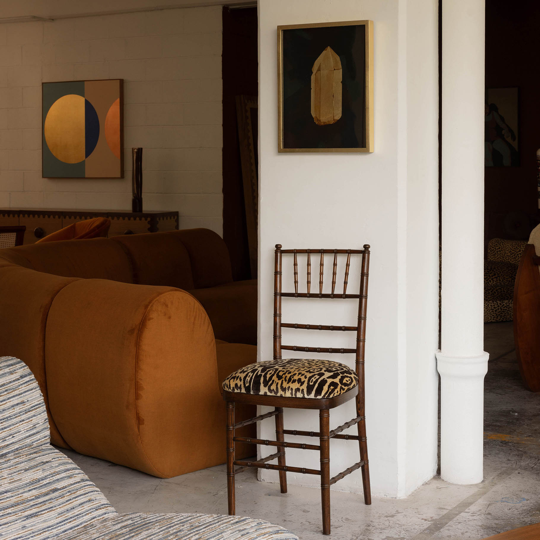 Vintage Tiffany-Style Chair with Leopard Upholstery