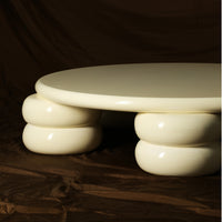 DONUT COFFEE TABLE IN BUTTERMILK HIGH GLOSS FINISH