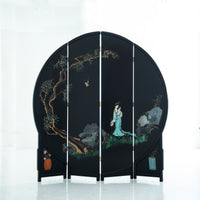 Vintage Hand-Painted Folding Screen