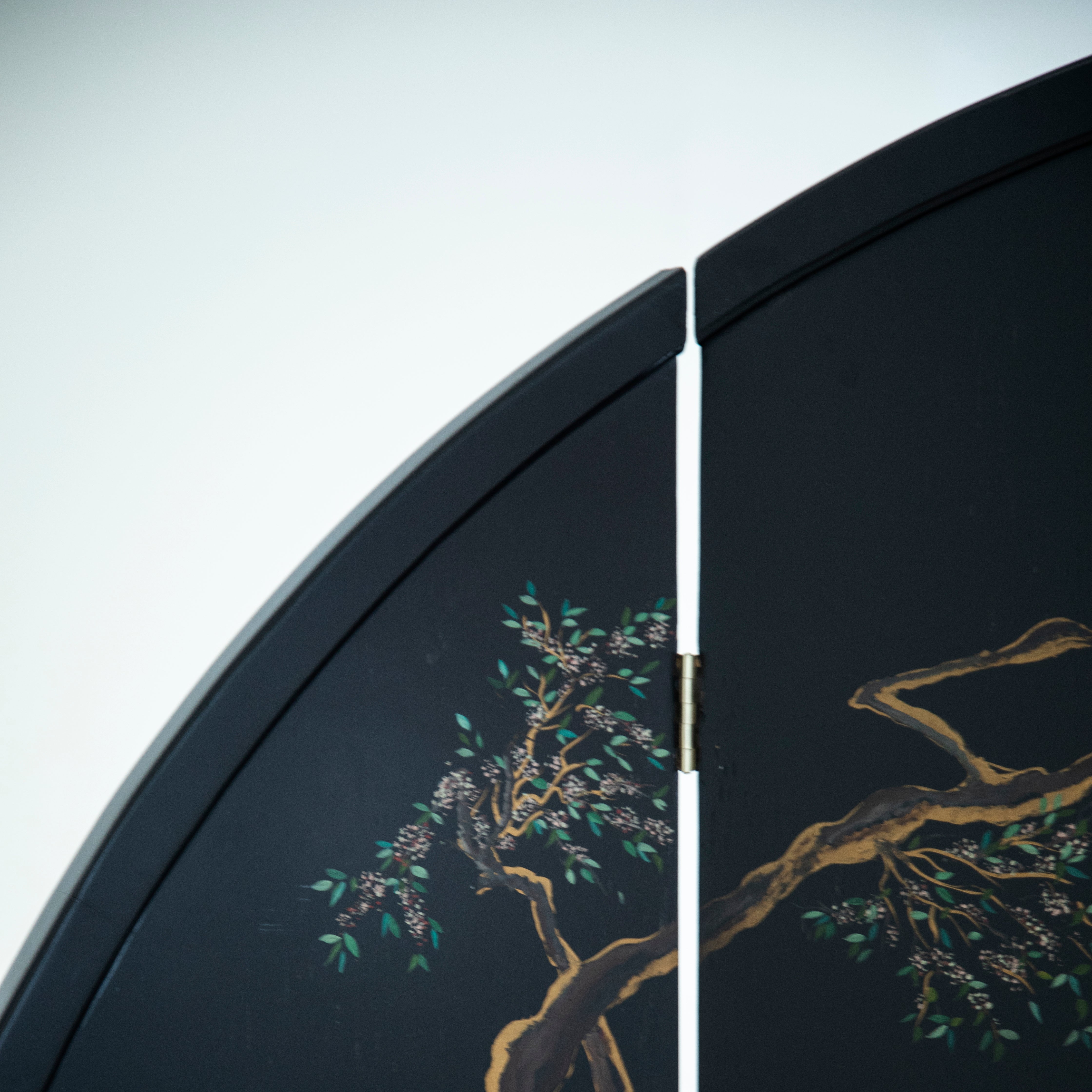 Vintage Hand-Painted Folding Screen