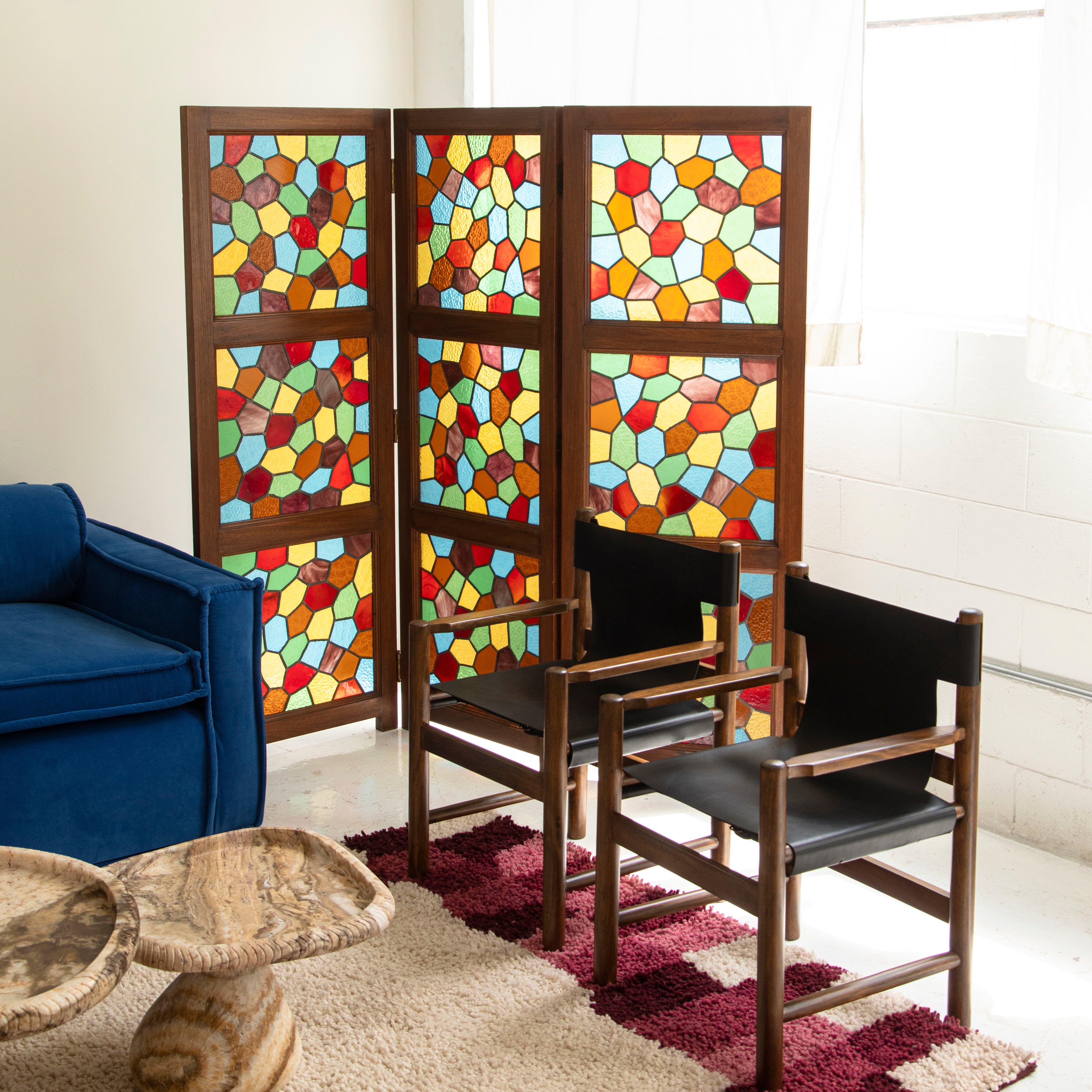 Vintage Stained Glass Screen