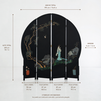 Vintage Hand-Painted Folding Screen
