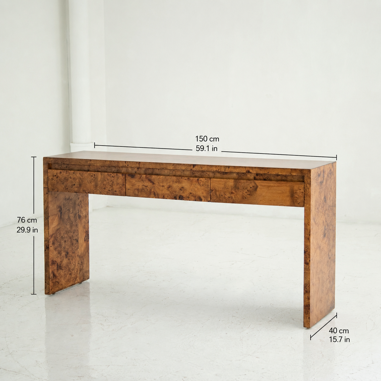Vintage Burl Wood Console